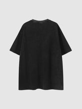 T-Shirt mit Graffiti-Ölgemälde und Buchstaben-Print